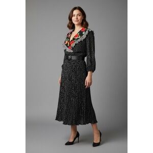 Susan Freis Dress VTG Floral Georgette Maxi Feminine Demure Bright Medium FLAW